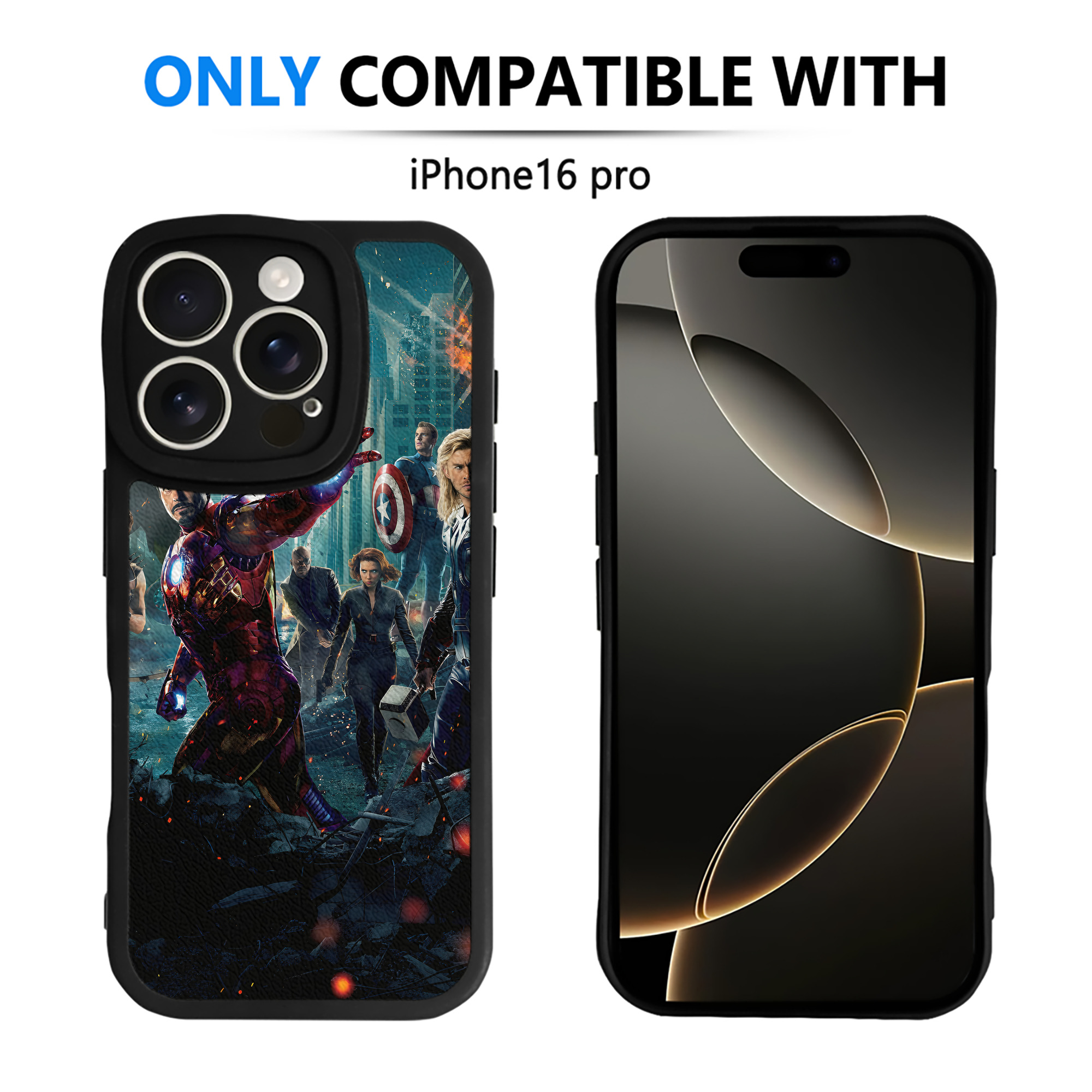 （画像用） アベンジャーズ The Avengers 【iPhone 16シリーズ対応】シリコンスマホケース（レザー調） 材質：シリコン